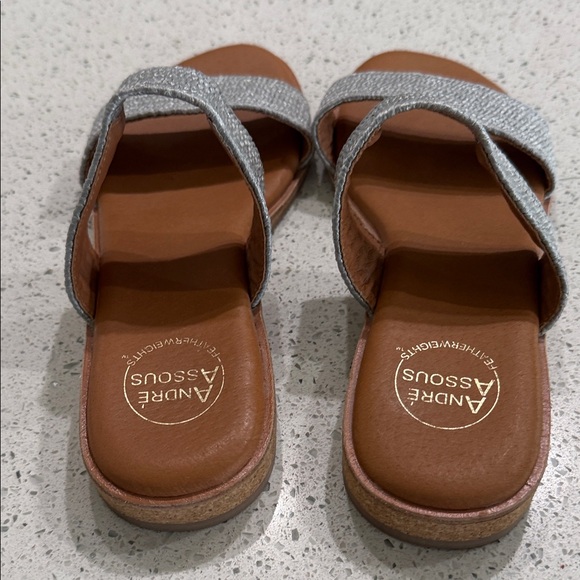 Andre Assous Silver Braided Double-Strap Slide Sandals - Picture 6 of 6